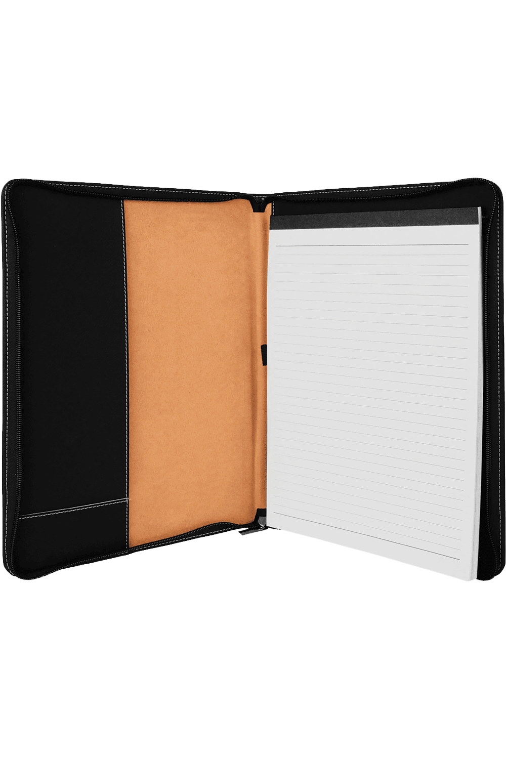 9 1/2" x 12" Laserable Leatherette Portfolio w/ Zipper and Notepad
